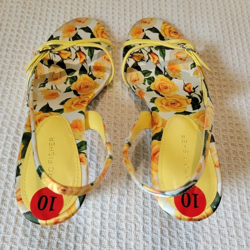 Floral Yellow Strappy Heels - Picture 9 of 13